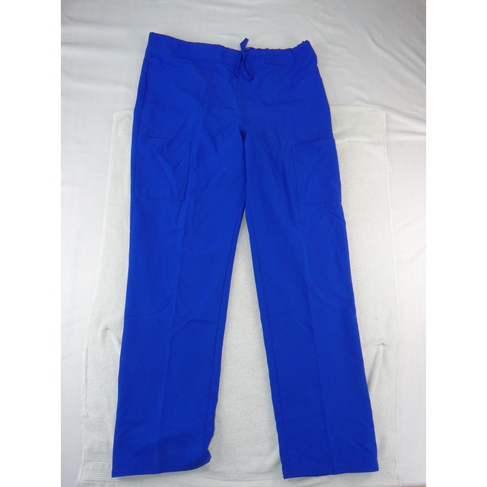 Scrubstar Premium Electric Blue Scrub Pants WM03B120 Large Straight Leg Cargo